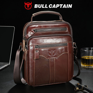 กระเป๋าหนังแท้สำหรับผู้ชาย BULLCAPTAIN กระเป๋าสะพายข้างขนาดเล็กสำหรับธุรกิจ กระเป๋าถือแบบสะพายไหล่สำหรับเดินทาง กระเป๋าทำงานสำหรับผู้ชาย - Product Image 1
