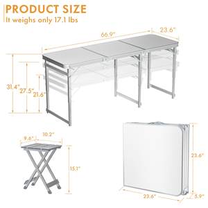 Tavolo Pieghevole da Esterno per Campeggio, Picnic ed Escursioni, in Legno e Lega di Alluminio, Vendita all'Ingrosso - Product Image 3