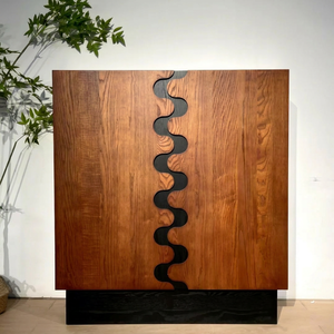 Premium Unique Wave Door Solid Wood Sideboard Creative Art Deco Design <b>Large</b> Storage Mid Century Modern Credenza For Living Room - Product Image 1