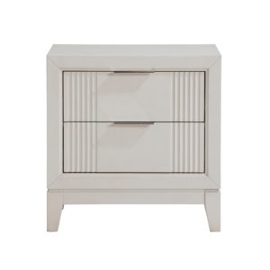 Comodino Bianco Antico con 2 Cassetti, Mobile Moderno da Camera da Letto con Frontali Scanalati - Product Image 1