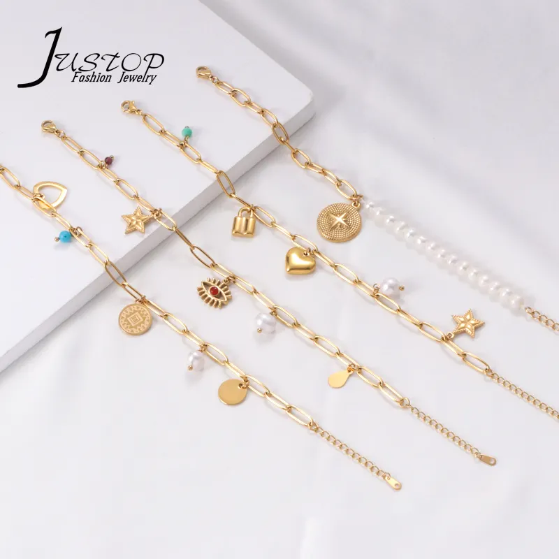 2021 New Design Chain Jewelry Star Heart Multi Charms Bracelets DIY