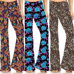 Venta de fábrica de cintura alta de talla grande para mujer con estampado Digital Bell Bottom Black Galaxy <span class=keywords><strong>Vintage</strong></span> Flare pantalones de pierna ancha Pantalones - Product Image 1