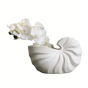 Pot de fleurs en béton créatif à motif coquillage, décoration artistique de bureau, couleur et logo personnalisés, vase pour fleurs séchées Phalaenopsis - Product Image 2