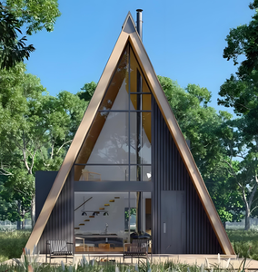 Moderno 60m ² A-Frame Prefab Estructura de acero Villa Directo de fábrica para vacaciones o apartamento Living - Product Image 1