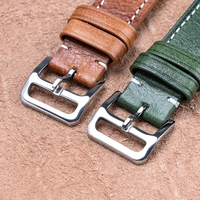 Correa de reloj inteligente de cuero genuino vintage de grano completo hecha a mano de primera calidad con barras de liberación rápida de acero inoxidable, correas de lujo