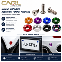 Rondelles de pare-chocs M6 en aluminium anodisé CNC multicolores pour modification de voiture JDM, décoratives pour plaque d'immatriculation, avec vis en acier inoxydable