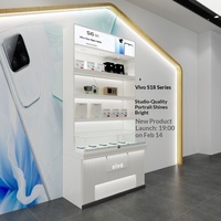 Neuartiger Emaillierter Mobiltelefon-Ausstellungsschrank Glas-Theke mit LED-Beleuchtung Tragbare Multifunktionale Muster-Vitrine