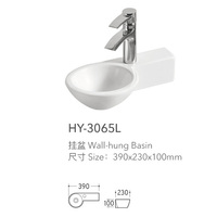 Évier de shampooing en pierre artificielle de bassin en céramique de petite taille suspendu direct d'usine avec évier mural de robinet à un trou