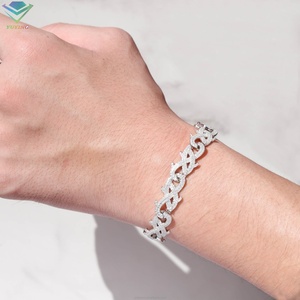 Chaîne cubaine en moissanite VVS pour hommes, largeur 12 mm, bijoux hip-hop, bracelet en argent massif 925, forme à pointes - Product Image 5