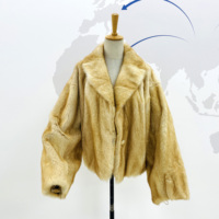 Veste courte élégante en fourrure de renard dorée claire - Manteau en fourrure de luxe à texture lisse pour femmes, hiver