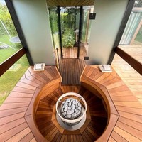 Cabine de sauna extérieure en bois massif avec miroir cubique réfléchissant, infrarouge lointain, design moderne, garantie 1 an, résistante aux intempéries, compatible OEM, vente en gros