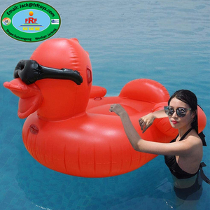 Flotador Inflable Gigante de PVC en Forma de Pato Rojo, Colchón de Aire para Piscina con Gafas de Sol - Product Image 2