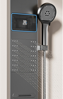 Grand pommeau de douche gris pistolet Panneau de douche numérique à LED Nouveau système de colonne de douche à cascade en aluminium pour salle de bain en vente