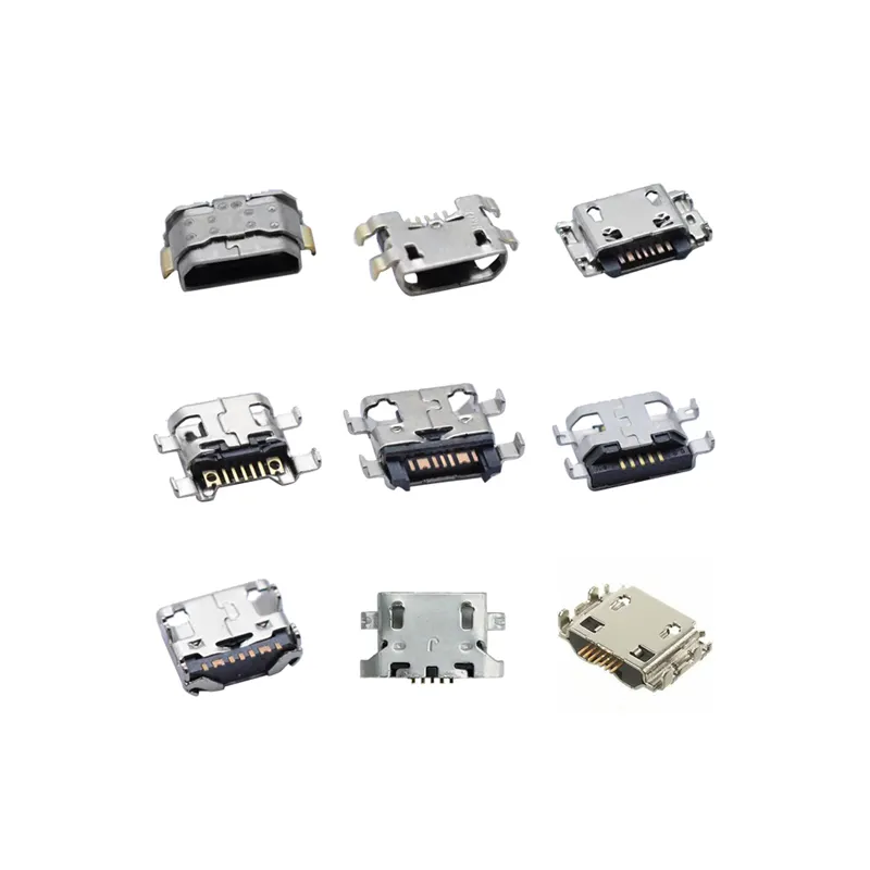 Conector USB micro DE 5 pines para teléfono móvil, conector hembra, parte B, en miniatura
