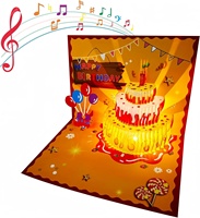 Cartes d'anniversaire pop-up 3D Cartes de gâteau d'anniversaire avec musique légère Pop up LED chauffante Carte d'anniversaire colorée