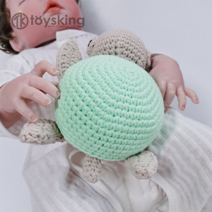 TK bebé sonajero hilo ganchillo <span class=keywords><strong>Amigurumi</strong></span> animales sonajero tejido <span class=keywords><strong>mordedor</strong></span> dentición conjunto niños juguete tejido tortuga - Product Image 3