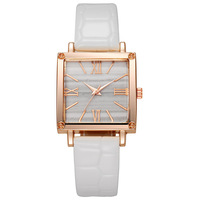 Montre à quartz pour femme avec bracelet carré en cuir, luxe élégant, or rose, mode, bracelet en acier inoxydable de 16 mm, affichage analogique à aiguilles