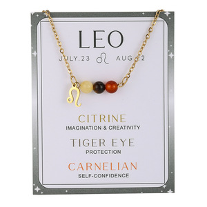 Collar con Colgante de Piedras Preciosas Naturales del Zodiaco, Constelaciones, Horóscopo, Joyería de Cristal Curativa con Tarjeta de Regalo - Product Image 5