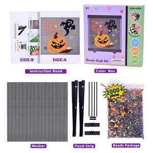 Bulk 2000 Pcs Halloween <b>Beads</b> Craft Kit No Ironing DIY Mosaic Art <b>Set</b> Flexible Mesh Canvas Spooky Pumpkin Skull Educational Toy - Product Image 3