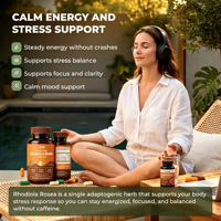 Capsules de Rhodiola Rosea OEM pour la concentration et le soulagement de la fatigue, amélioration naturelle de la performance cognitive, de l'humeur et de l'endurance, soutien immunitaire