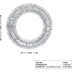Jewelspaark - Collar de Plata de Ley 925 con Baño de Rodio, Colgante Circular de Diamantes de Lujo, Corte Baguette, Engaste en Canal, para Mujer - Product Image 3