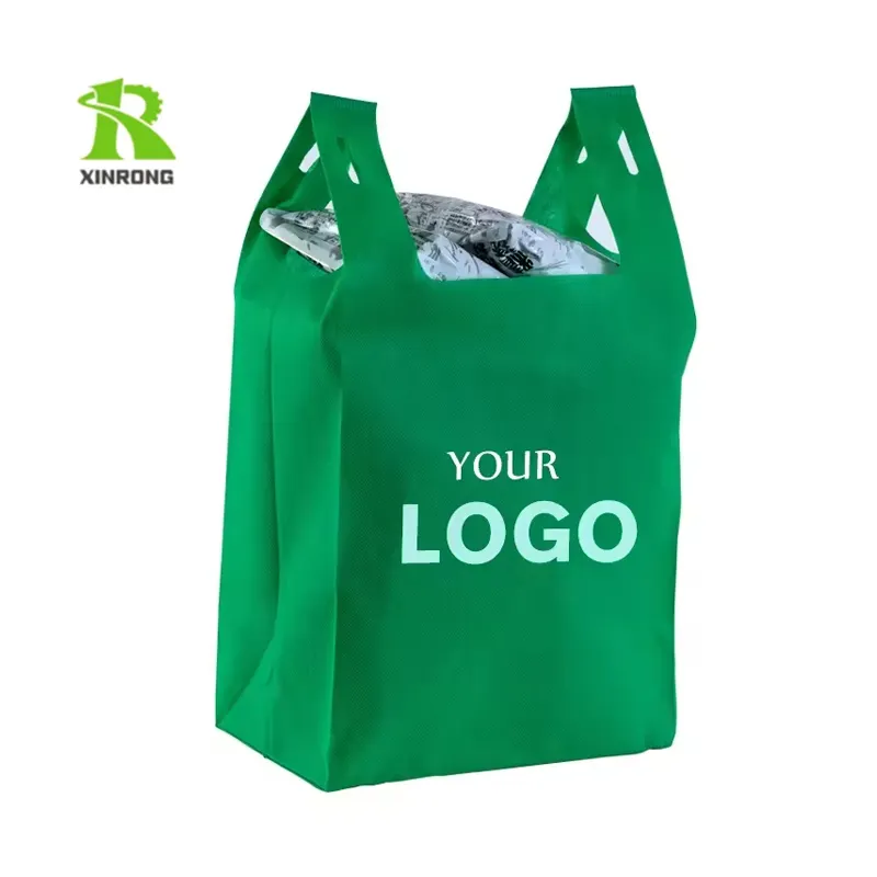 किराने का शॉपिंग बैग, पिंच बॉटम के साथ खरीदारी के लिए कम कीमत के बड़े फैशन पुनर्नवीनीकरण अनुकूलन योग्य टी-शर्ट बैग