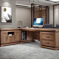 Nouvelle combinaison de chaise de table de bureau en bois massif chinois en forme de L bureau de patron classique avec étagère
