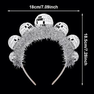 70S Accessories Plastic Party Boppers <b>Headband</b> Vintage Silver Mirror Disco Ball Costume Headpieces - Product Image 2