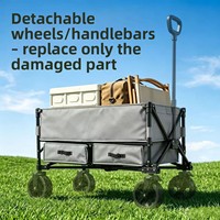 Chariot de camping pliable mini, chariot de pique-nique et de courses, chariot à roulettes pivotantes en métal durable et résistant à la rouille