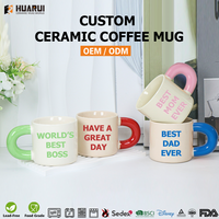 Mug en céramique personnalisé avec poignée épaisse colorée, impression de logo OEM ODM, tasse à expresso en porcelaine pour cadeau de la fête des mères, fournisseur en gros