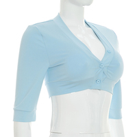 Haut court sexy à col en V et manches courtes boutonné pour femme – Nouvelle collection été