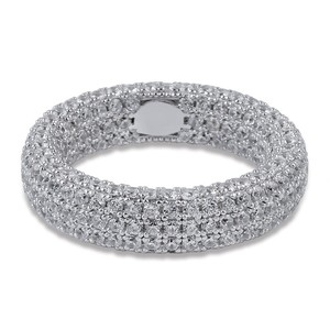 Anillo de Eternidad Completo con Micro Pavé de Circonitas Cúbicas, Diseñ<span class=keywords><strong>o</strong></span> de Tubo Redondo y Cúpula, Chapado en Oro y <span class=keywords><strong>Plata</strong></span> sobre Latón, Joyería Unisex para Parejas, Estilo Hip Hop, Venta al por Mayor - Product Image 5