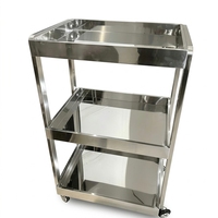 Chariot roulant de luxe à 3 niveaux en acier inoxydable doré pour spa, chariot de service mobile pour hôtel, salon, clinique esthétique