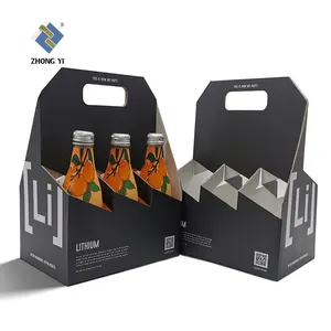 Caja porta cerveza de papel plegable, porta botellas de vino, 6 paquetes