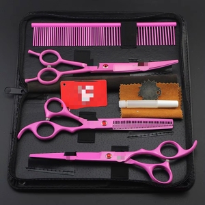 7.0 इंच पालतू कैंची कुत्ते सौंदर्य कैंची सेट सीधे और घुमावदार और Thinning कैंची तेज धार जानवरों बाल काटने के उपकरण किट - Product Image 5