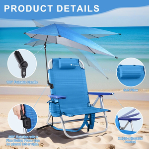 Portatile da esterno pieghevole in alluminio luna sedia regolabile ombrellone con morsetto per spiaggia <span class=keywords><strong>mare</strong></span> campeggio per zaino in poliestere - Product Image 2