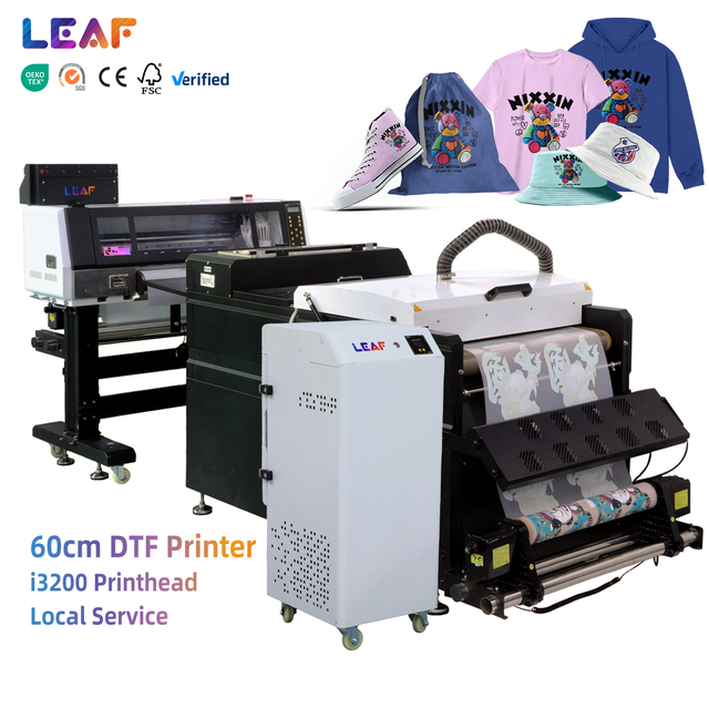 LEAF High-quality DTF Printer Digital Printing Machine With Powder Shaker 60cm 2 I3200 Heat Transfer Pet Film DTF Printer