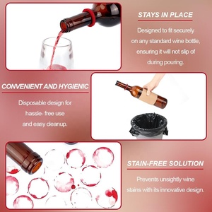 Colliers anti-gouttelettes pour <span class=keywords><strong>vin</strong></span> jetables, gadgets anti-gouttelettes pour bouteilles, anneaux anti-gouttelettes en feutre rouge, <span class=keywords><strong>bouchon</strong></span> anti-gouttelettes pour <span class=keywords><strong>vin</strong></span> pour bar, cuisine, fête - Product Image 2