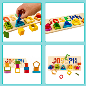 Juguete de madera apilable con letras y formas coloridas personalizadas para el aprendizaje de los niños - Product Image 6