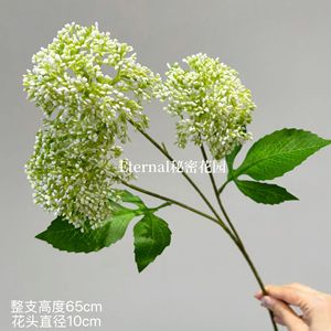 Hydrangea artificielle Secret Garden, blanc et vert, branche unique, décoration florale en plastique pour la maison, les mariages et les bureaux - Product Image 5
