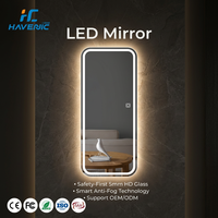 Cermin Kamar Mandi LED 180cm Full Body dengan Anti-Kabut & Sensor Sentuh 3 Warna yang Dapat Diredupkan, Cermin Pintar Dinding untuk Hotel & Rumah
