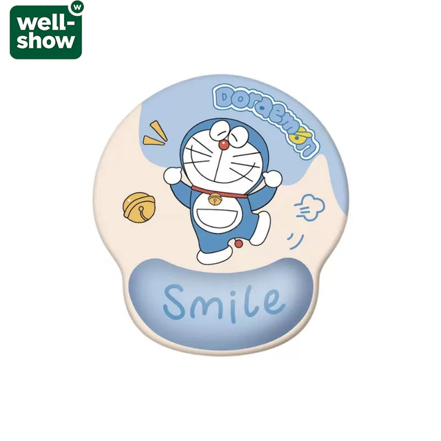 Doraemon pattern Ergonomic Mouse Pad with Wrist Rest Mousepad Wrist Support Mouse Mat with Non-Slip Base Pain Relief for Laptop