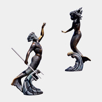 Sculpture de sirène en bronze avec coquillages, style réalisme classique, pour spa, jardin, centre de bien-être, art, dropshipping