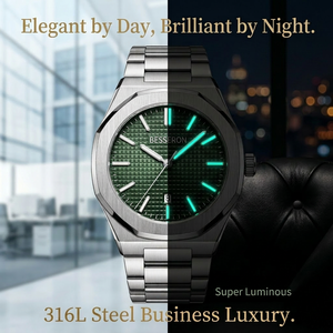 Montre homme de luxe à quartz, boîtier étanche en acier inoxydable 316L, logo personnalisé, meilleur prix, lumineuse, pour hommes. - Product Image 2