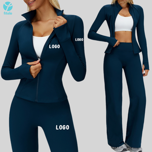 <span class=keywords><strong>Abbigliamento</strong></span> <span class=keywords><strong>Sportivo</strong></span> Personalizzato per Donna, <span class=keywords><strong>Set</strong></span> Giacca da Palestra Senza Cuciture a Costine, Completo <span class=keywords><strong>Sportivo</strong></span>, <span class=keywords><strong>Set</strong></span> Yoga - Product Image 2