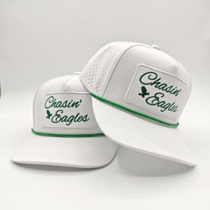 Casquettes de golf personnalisées imperméables en tissu Dobby Dot avec broderie à la main, 5 panneaux, ajustables, à fermeture snapback pour adultes - Product Image 1