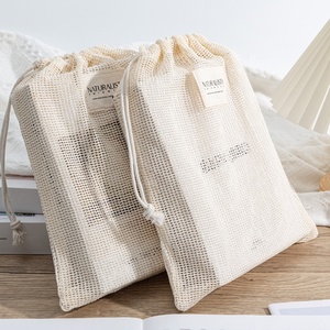 Nhỏ có thể tái chế bông lưới Túi với dây rút Bộ đồ ăn và gối bao bì túi lưới - Product Image 2