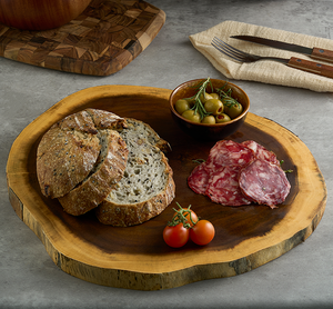 Planche à découper et plateau à thé en bois d'acacia massif, ustensile de cuisine multifonction durable pour la préparation des aliments pour bébés et la présentation des fruits - Product Image 1