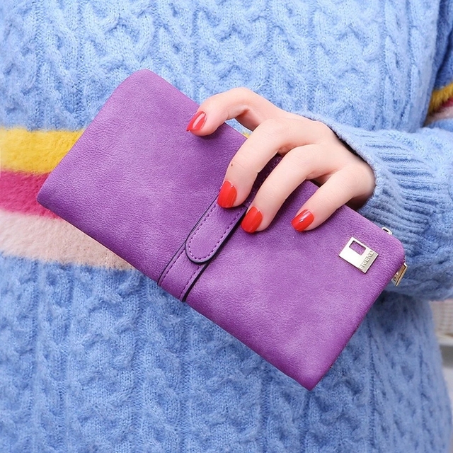 Faux Pu Suede Long Wallet Women Matte Leather Lady Purse High Quality Female Wallets Card Holder Clutch Carteras