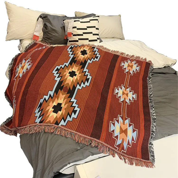 Hochwertige Retro-Decke im ethnischen Stil, indische ethnische kreative geometrische Totem-Tapisserie-Sofa decke Ali express/